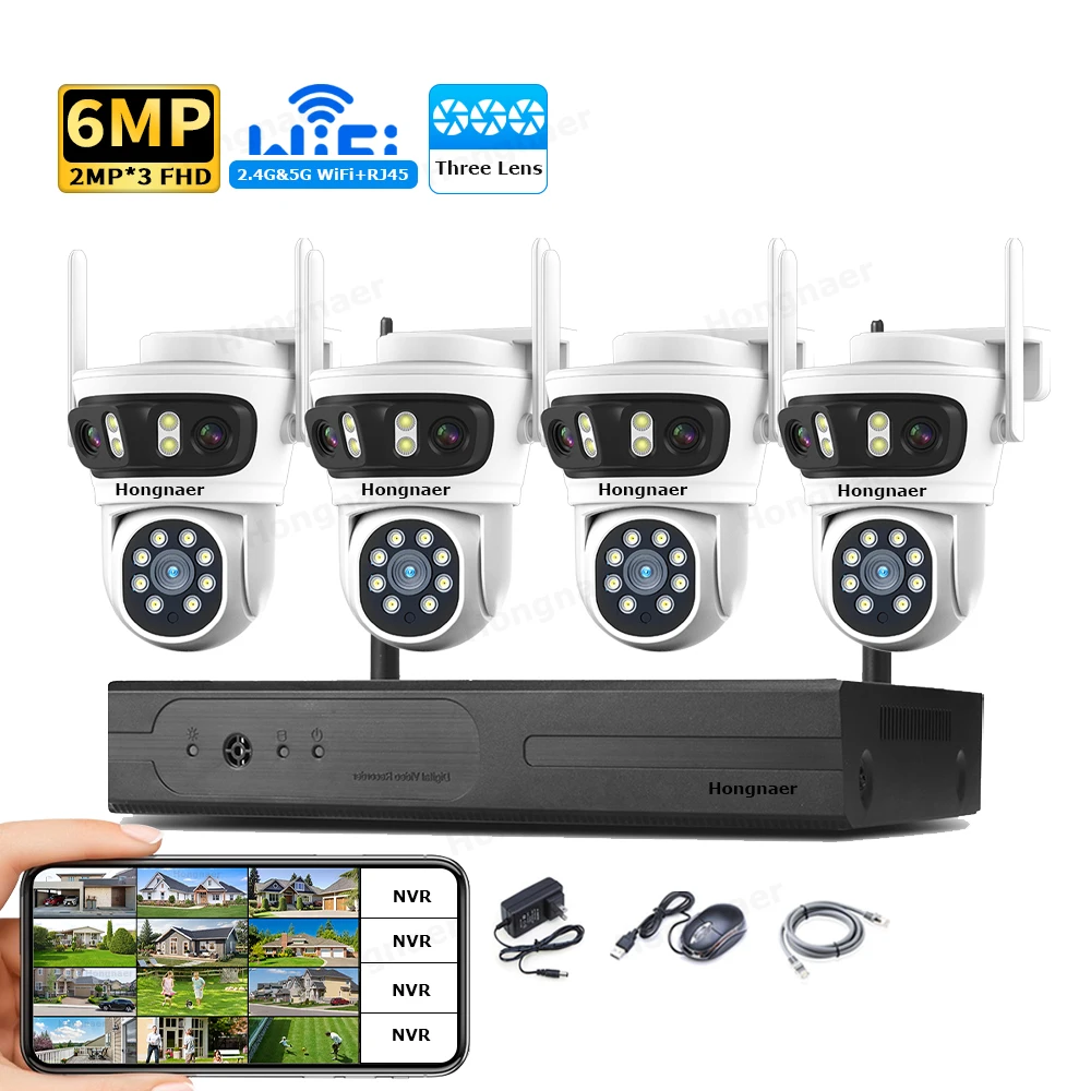 Home Security Systems - 2026 홍나르 6MP 4채널 3렌즈 2.4G