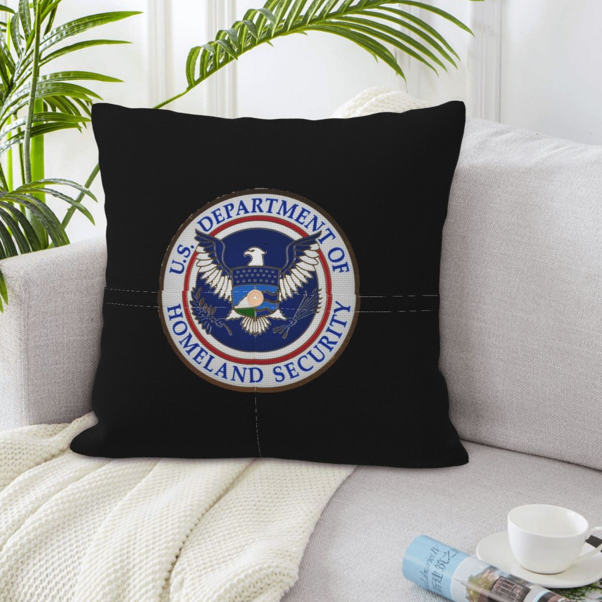 DHS - 국토안보부 스퀘어 리넨 베개 커버 쿠션 커버 - Home Security Department Us 리뷰 및 가격