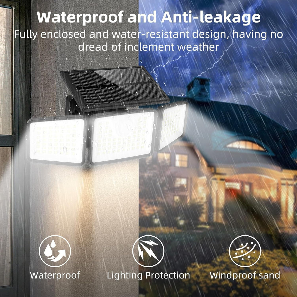 태양광 LED 벽등 | 삼중 헤드 야외 조명 |   I - Home Security Lights 리뷰 및 가격
