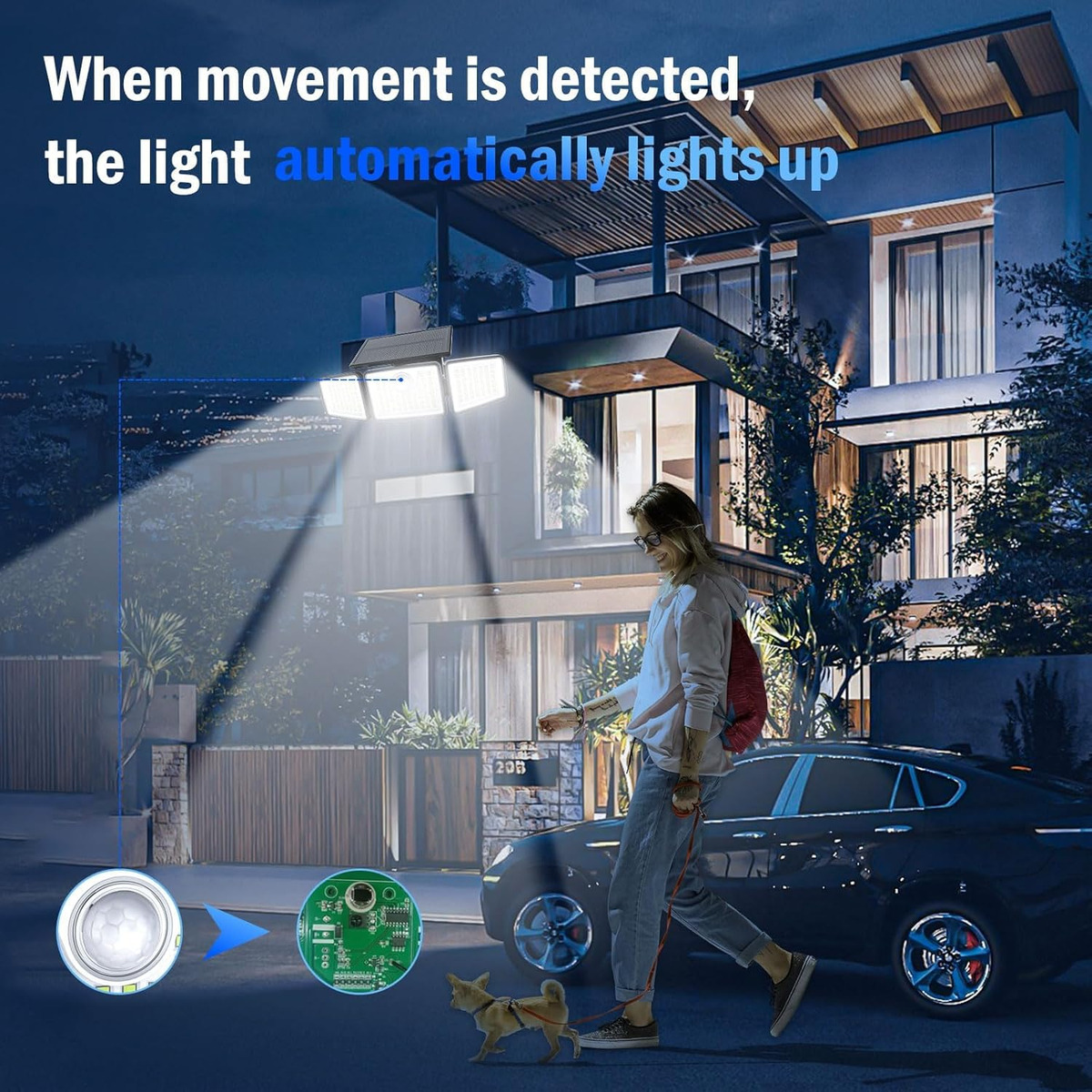 태양광 LED 벽등 | 삼중 헤드 야외 조명 |   I - Home Security Lights 리뷰 및 가격